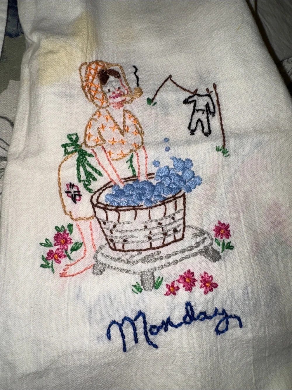Vintage Embroidered Day-of-Week Kitchen Towels - 5
